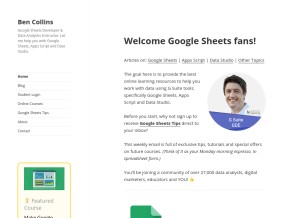 How benlcollins.com looks like on a tablet such as an iPad.