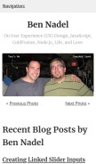How bennadel.com looks like on a mobile device such as an iPhone.