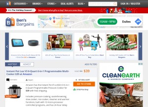 How bensbargains.com looks like on a tablet such as an iPad.