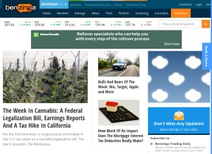How benzinga.com looks like on a tablet such as an iPad.