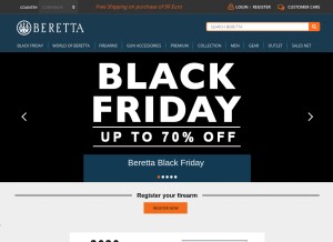 How beretta.com looks like on a tablet such as an iPad.