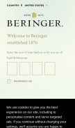 How beringer.com looks like on a mobile device such as an iPhone.