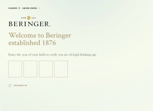 How beringer.com looks like on a tablet such as an iPad.
