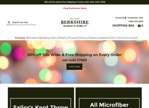 How berkshireblanket.com looks like on a tablet such as an iPad.