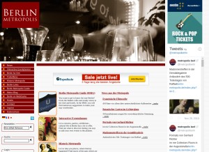 How berlin-metropolis.de looks like on a tablet such as an iPad.