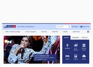 How berlin.de looks like on a tablet such as an iPad.