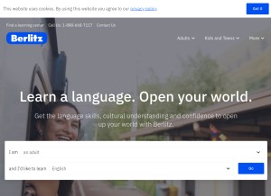 How berlitz.com looks like on a tablet such as an iPad.