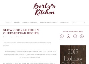 How berlyskitchen.com looks like on a tablet such as an iPad.
