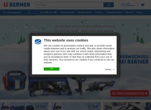 How berner.eu looks like on a tablet such as an iPad.