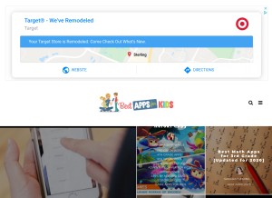 How bestappsforkids.com looks like on a tablet such as an iPad.