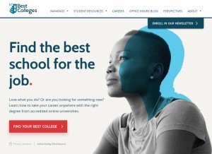 How bestcolleges.com looks like on a tablet such as an iPad.