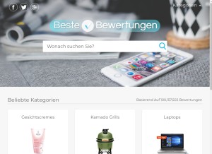 How bestebewertungen.de looks like on a tablet such as an iPad.