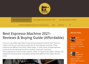 How bestespressomachine2021.com looks like on a tablet such as an iPad.