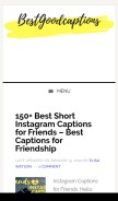 How bestgoodcaptions.com looks like on a mobile device such as an iPhone.