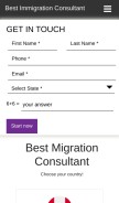 How bestmigrationconsultant.com looks like on a mobile device such as an iPhone.