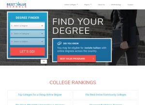 How bestvalueschools.com looks like on a tablet such as an iPad.