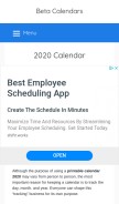 How betacalendars.com looks like on a mobile device such as an iPhone.