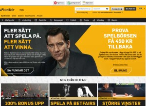 How betfair.se looks like on a tablet such as an iPad.