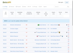 How betsapi.com looks like on a tablet such as an iPad.