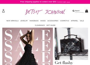 How betseyjohnson.com looks like on a tablet such as an iPad.
