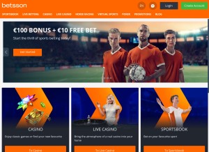 How betsson.com looks like on a tablet such as an iPad.