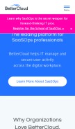 How bettercloud.com looks like on a mobile device such as an iPhone.