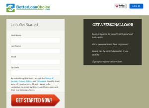 How betterloanchoice.com looks like on a tablet such as an iPad.