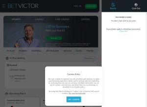 How betvictor.mobi looks like on a tablet such as an iPad.