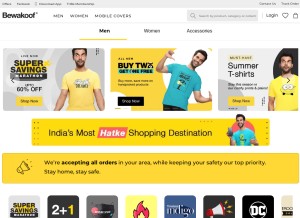 How bewakoof.com looks like on a tablet such as an iPad.