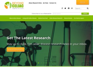 How beyondceliac.org looks like on a tablet such as an iPad.
