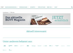 How bgvv.de looks like on a tablet such as an iPad.
