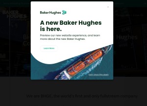 How bhge.com looks like on a tablet such as an iPad.