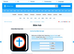 How biblehub.com looks like on a tablet such as an iPad.