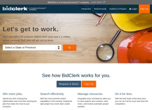 How bidclerk.com looks like on a tablet such as an iPad.