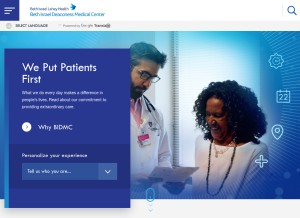 How bidmc.org looks like on a tablet such as an iPad.