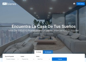How bienes.com.co looks like on a tablet such as an iPad.