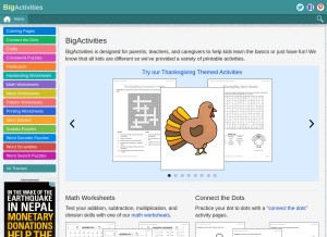 How bigactivities.com looks like on a tablet such as an iPad.