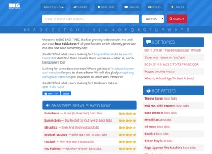 How bigbasstabs.com looks like on a tablet such as an iPad.