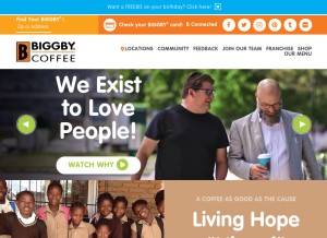 How biggby.com looks like on a tablet such as an iPad.