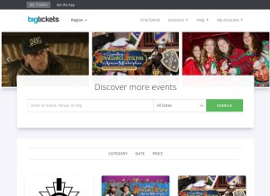 How bigtickets.com looks like on a tablet such as an iPad.