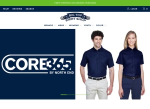How bigtopshirtshop.com looks like on a tablet such as an iPad.