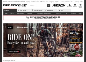 How bike-discount.de looks like on a tablet such as an iPad.