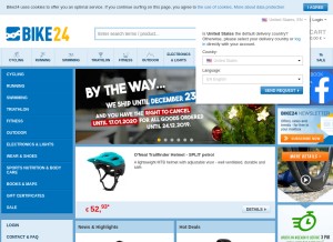 How bike24.com looks like on a tablet such as an iPad.