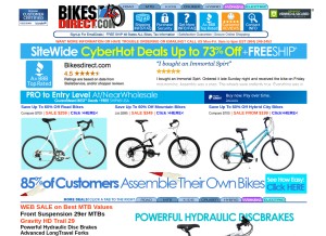 How bikesdirect.com looks like on a tablet such as an iPad.