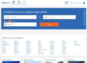How biletbayi.com looks like on a tablet such as an iPad.