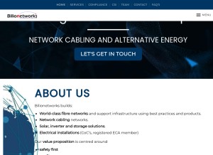 How bilionetworks.co.za looks like on a tablet such as an iPad.