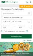 How billiger-mietwagen.de looks like on a mobile device such as an iPhone.