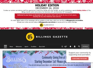 How billingsgazette.com looks like on a tablet such as an iPad.