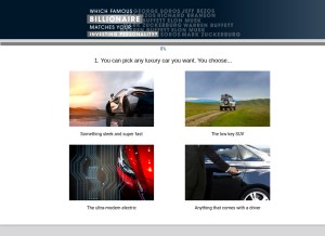 How billionairequiz.com looks like on a tablet such as an iPad.