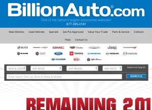How billionauto.com looks like on a tablet such as an iPad.